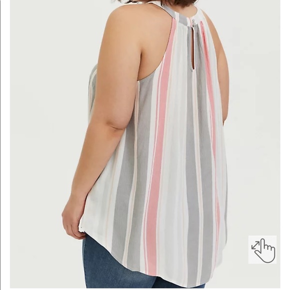 TORRID WHITE & MULTI STRIPE GODDESS TANK - Picture 4 of 5